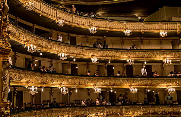 Saint-Petersburg, Russia, July 07, 2014: Mariinsky Theatre, historic theatre of opera and ballet in Saint Petersburg, Russia. Opened in 1860. Tourist attractions in Saint Petersburg