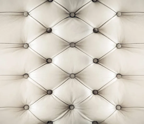 Divano Pelle Bianco Texture Con Bottoni Sfondo Avorio Decorazione Design — Foto Stock