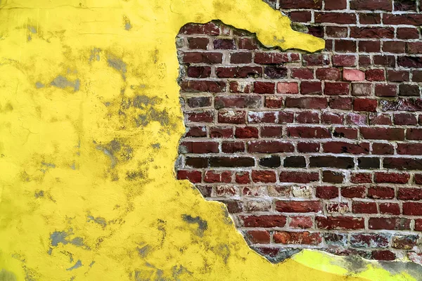 Grunge Rote Ziegelwand Hintergrund Gelb Erhellende Farbmalerei Beton Hintergründe Texturen — Stockfoto