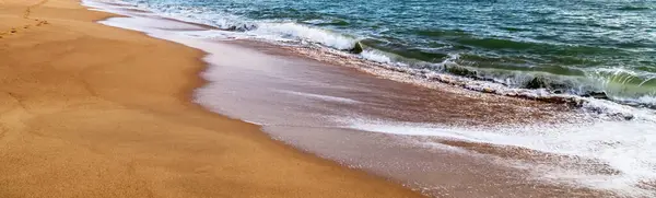 Bassa Marea Sabbia Spiaggia Impronta Sabbia Impronta Piede Spiaggia Passo — Foto Stock