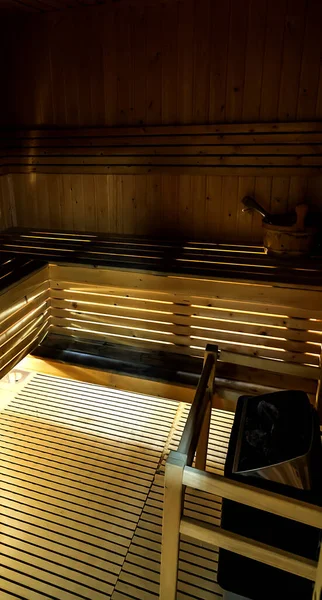Sauna Interior Finlandesa Madera Wellness Spa — Foto de Stock