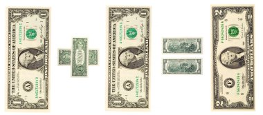 Ekonomi ve İşletme Konsepti. Bir artı bir eşittir iki dolar..