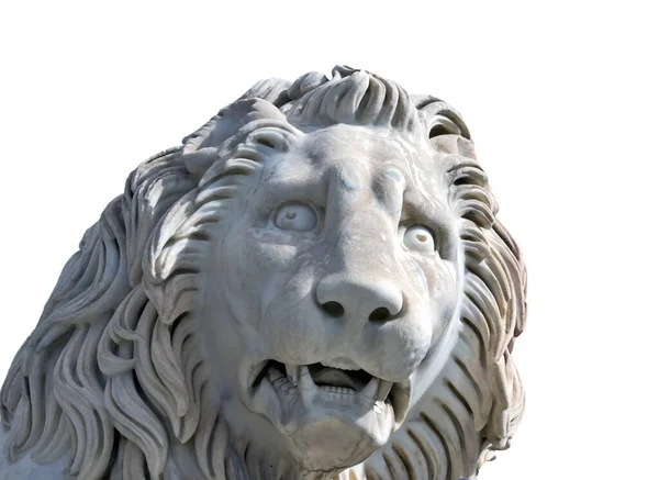 Γλυπτική Lion Θεματοφύλακας Διακόσμηση Απομονώνονται Ένα Λευκό — Φωτογραφία Αρχείου