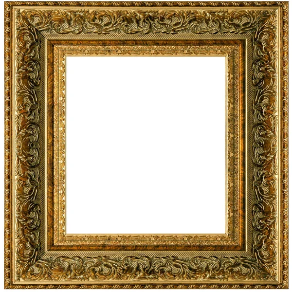 フレーム画像正方形の金の写真ヴィンテージゴールデンボーダー古いアートウッド — ストック写真