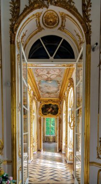 Tsarskoye Selo Pushkin. St. Petersburg. RUSSIA - June 3, 2014: Hermitage Pavilion Interior ceremonial hall clipart
