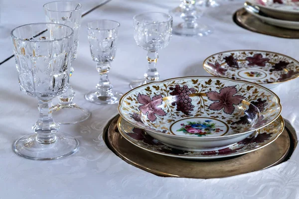 상트페테르부르크 푸시킨 Russia 2014 Hermitage Pavilion Interior Mechanical Table Dining — 스톡 사진