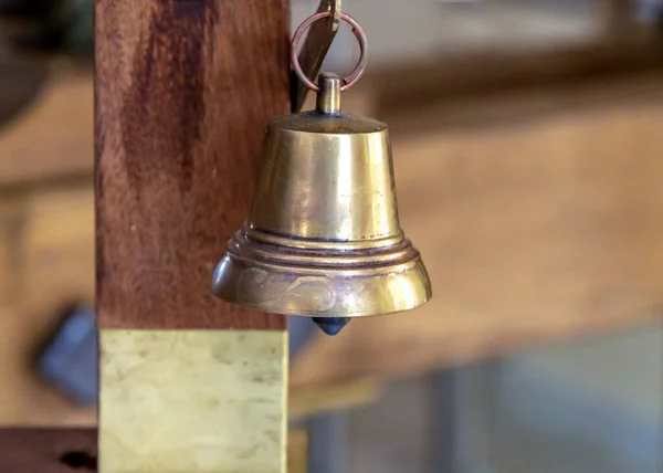 Bell Cobre Velho Alarme Vintage Mesas Mecânicas Níveis Técnicos Abaixo — Fotografia de Stock