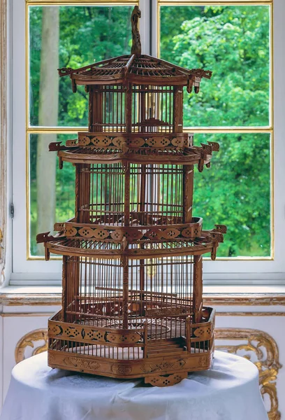 Vintage Birdcage Empty Hermitage Pavilion Interior Ceremonial Hall Tsarskoye Selo — Stock Photo, Image