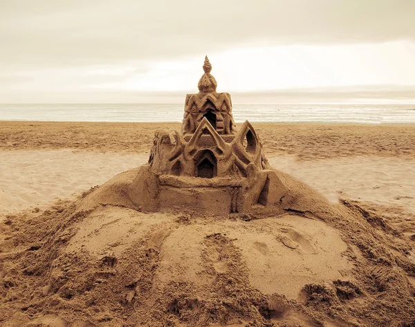 Sand castle on the beach Barcelona. Spain — Stock Photo, Image