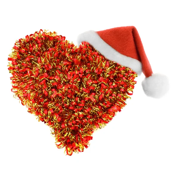 Santa hat in heart — Stock Photo, Image