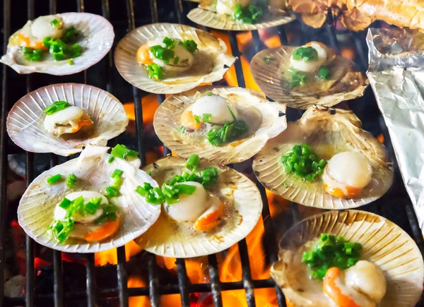 Grill Grill seashell kött — Stockfoto