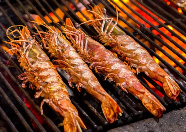 Prawn Grill cooking seafood. — Stock Photo, Image
