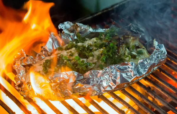 Barbecue cooking seafood. — Stock Photo, Image