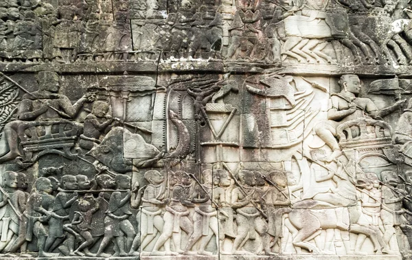 Bas-relief on the wall, Angkor, Cambodia — Stock Photo, Image