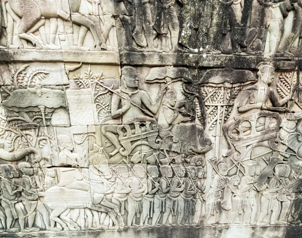 Ανάγλυφο σχετικά με την Καμπότζη τοίχο, Angkor, — Φωτογραφία Αρχείου