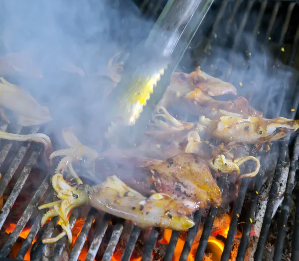 Grill Grill Kochen Meeresfrüchte. — Stockfoto