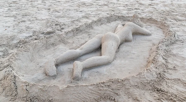 모래 여자 비치 — 스톡 사진