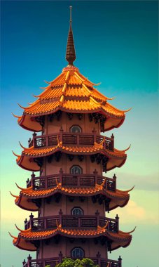 Pagoda mavi gökyüzü üzerinde