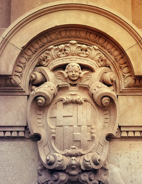 Detaillierte alte Heraldik von Barcelona — Stockfoto