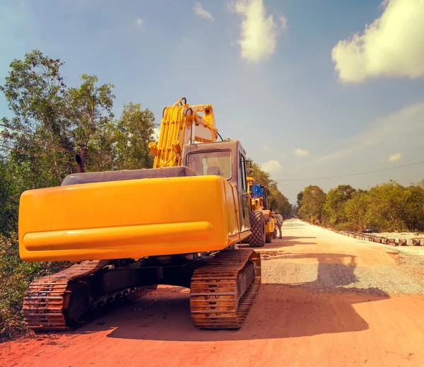 Trabajador de construcción de carreteras — Foto de Stock