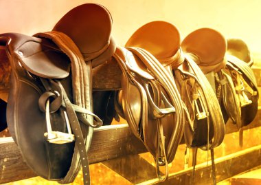 Bir at saddles yakın çekim