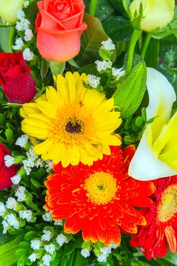buket çiçek sarı kırmızı