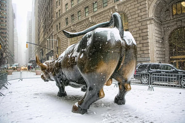 NUEVA YORK CITY - 21 de enero: El emblemático toro de carga en Lower —  Fotos de Stock