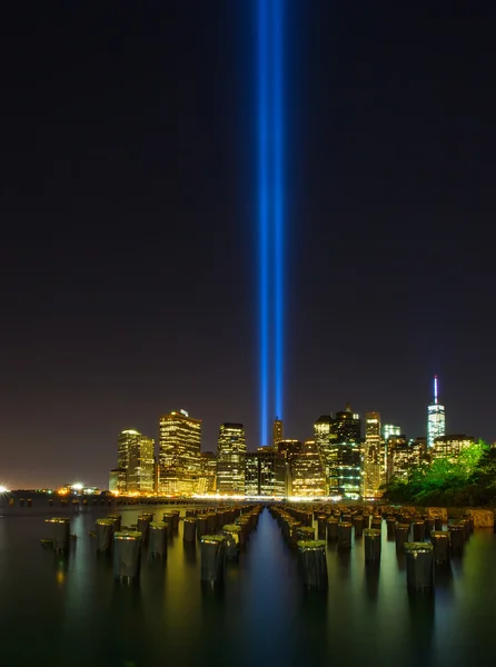 Tribute in Light. Downtown New York City — Stock Photo, Image