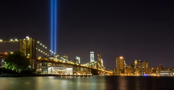 Tribute in Light. Downtown New York City — Stock Photo, Image