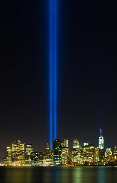 Tribute in Light. Downtown New York City — Stock Photo, Image