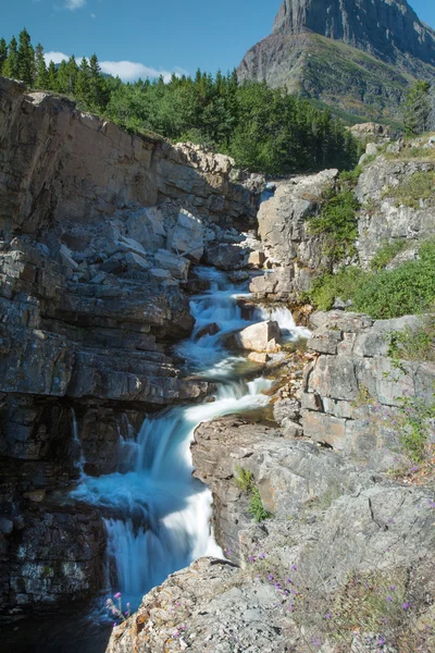 Waterval in glacier national park — Stockfoto