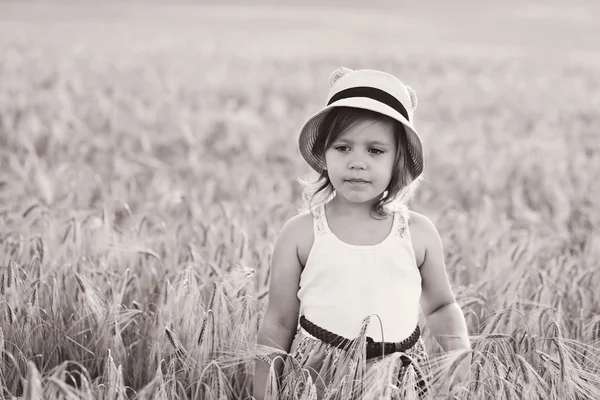 Fille dans le champ de blé — Photo