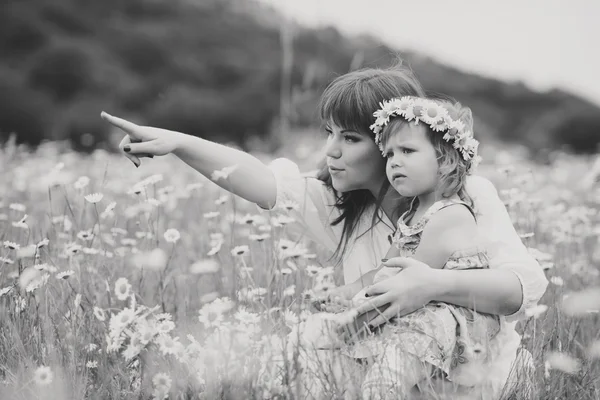 Happy Family Having Fun Daisy Fiel — Stock Photo, Image