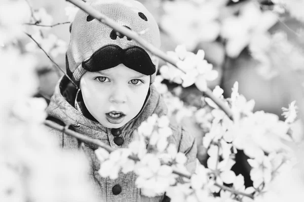 Batole boy v jarním období — Stock fotografie