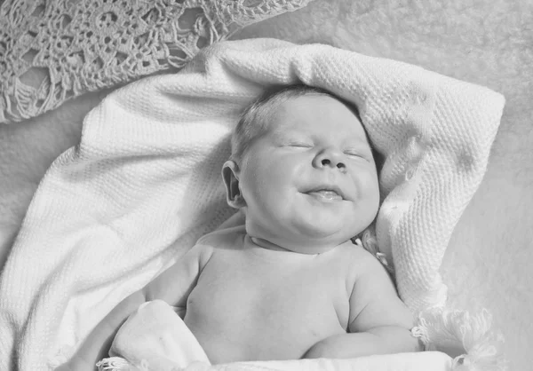 Smile of newborn — Stock Photo, Image