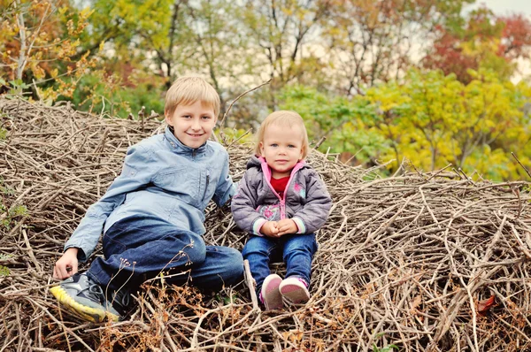 Children in fall — Stok fotoğraf
