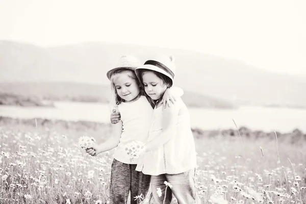 Due Bambine Amiche Nel Fiel — Foto Stock