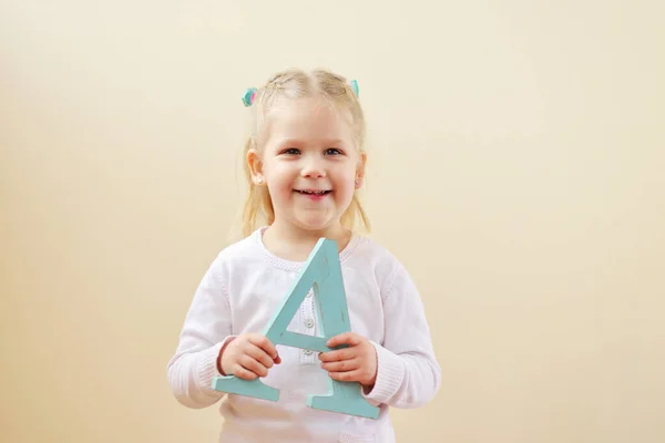 Toddler Girl Standing Letter — Stock Photo, Image