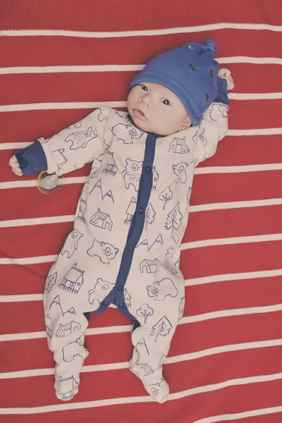 Funny Baby Boy Pajamas View Top — Stock Photo, Image