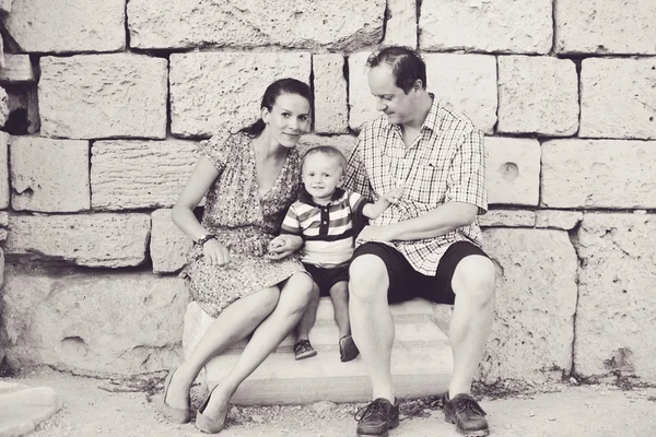 Mother, father and son outdoors — Stock Photo, Image