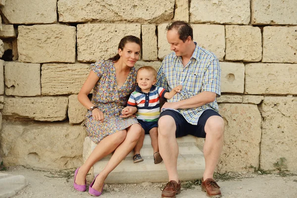 Mother, father and son outdoors — Stock Photo, Image