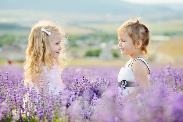 Gelukkig meisjes in veld — Stockfoto