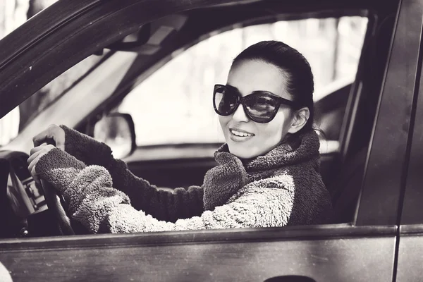 Woman in car — Stock Photo, Image