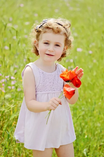 Meisje in veld — Stockfoto