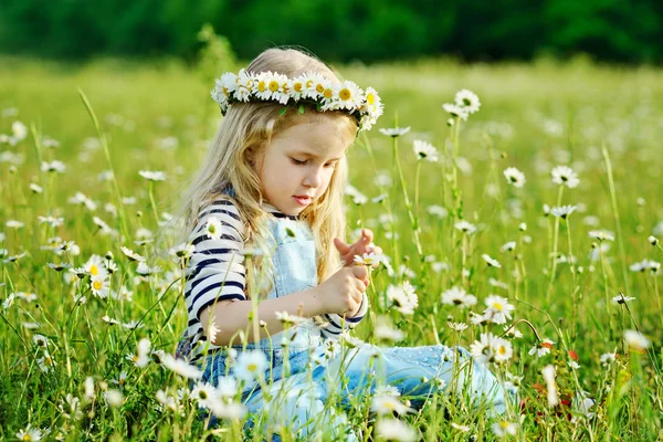 Meisje met daisy — Stockfoto