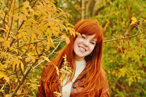 秋で赤毛の女の子 — ストック写真