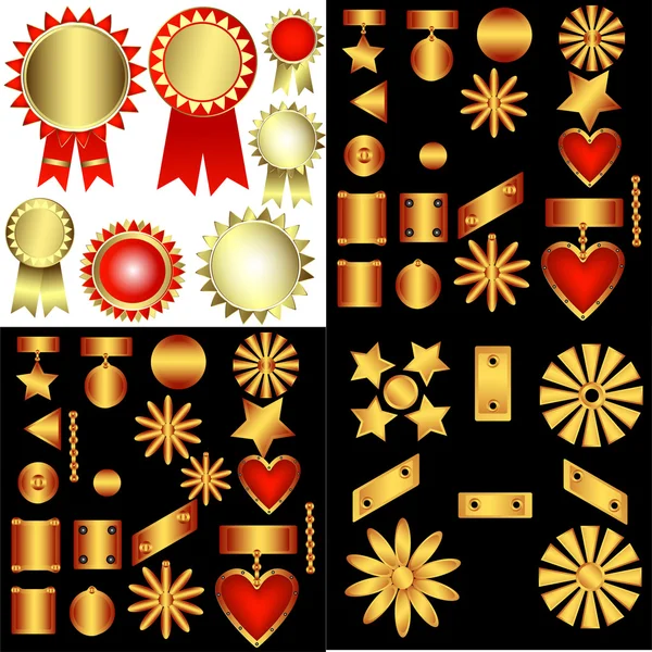 Conjunto de premios decorativos estampados — Vector de stock