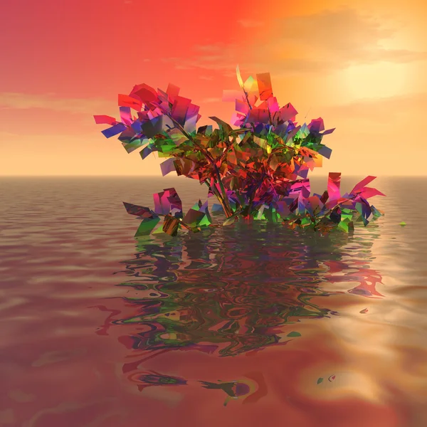 Ilustração 3d: "A misteriosa planta iridescente no oceano  " — Fotografia de Stock