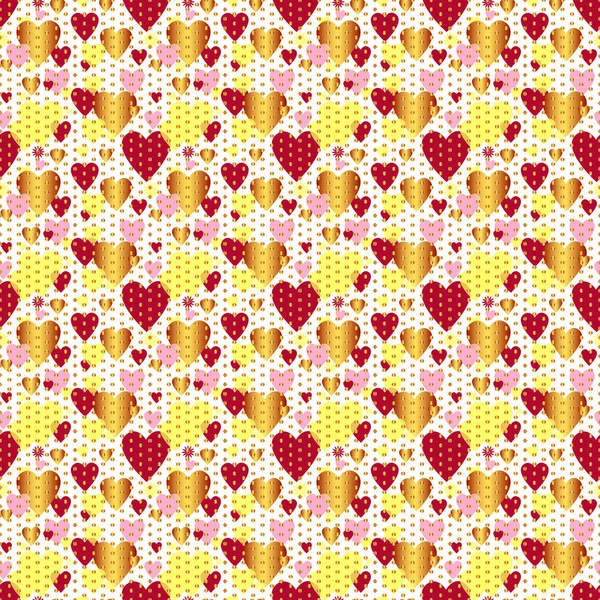 Patrón Irregular San Valentín Sin Costuras Con Corazones Translúcidos Vector — Vector de stock