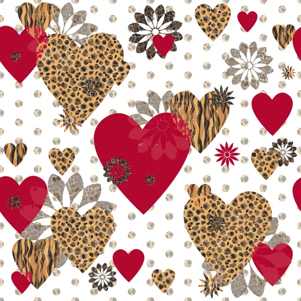 Textura estampada de San Valentín sin costuras — Vector de stock